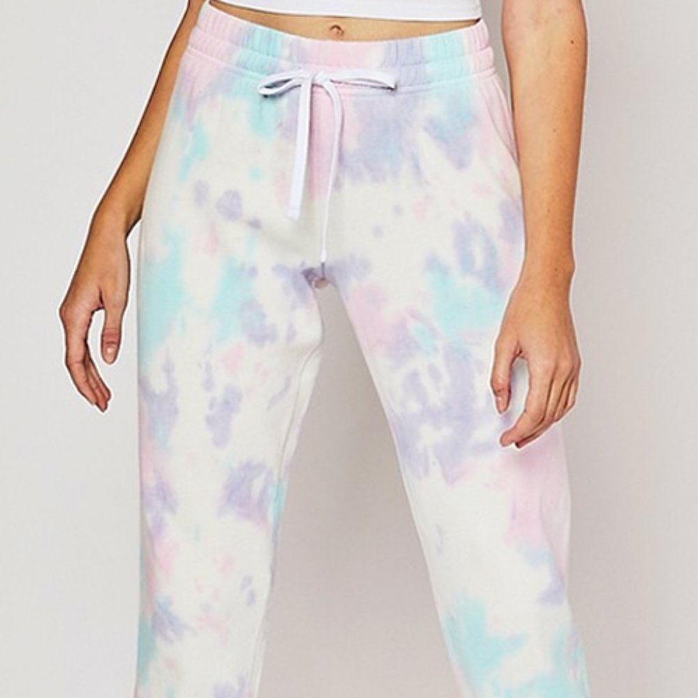 NEW Soft Fleece Pastel Tie Dye Jogger Sweat Pants - Picture 4 of 7